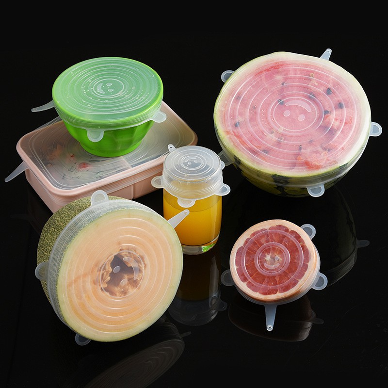 BỘ 6 NẮP ĐẬY THỰC PHẨM SILICONE - Màng Bọc Thực Phẩm Silicon Che Đậy Thức Ăn, Hoa Quả- HENRYSA