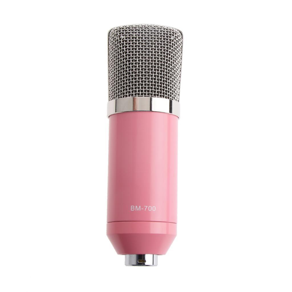 BM700 Condenser Microphone Shock Holder Vocal Mic Studio Sound Record Pink