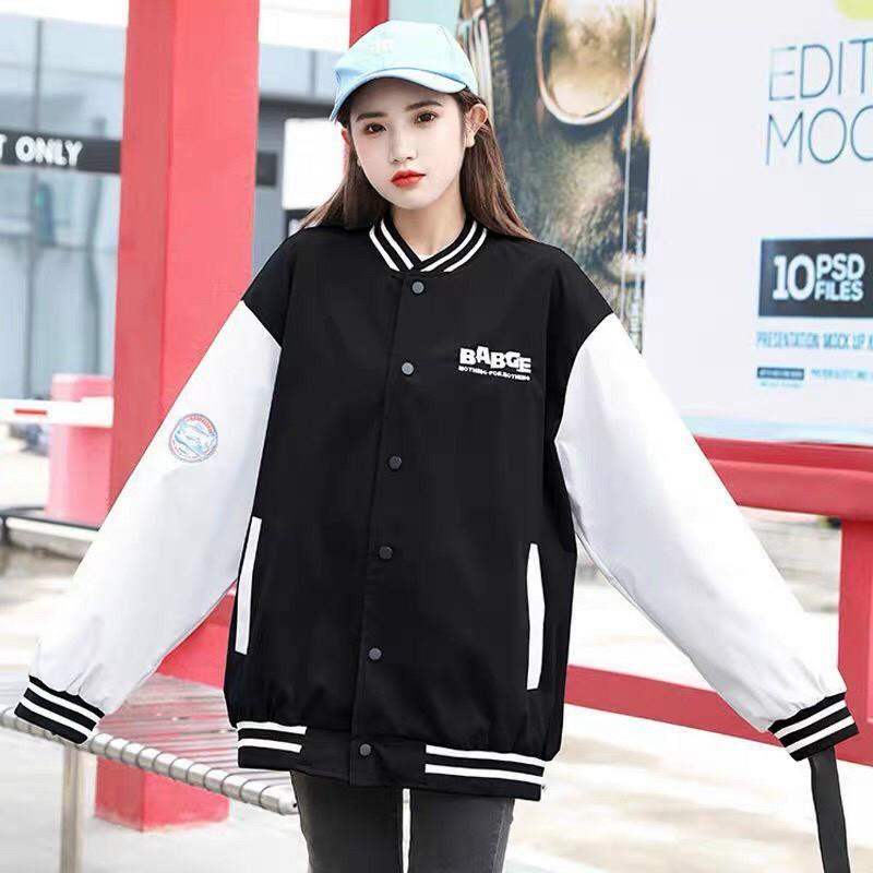 Áo khoác dù bomber unisex form rộng Thêu Badge