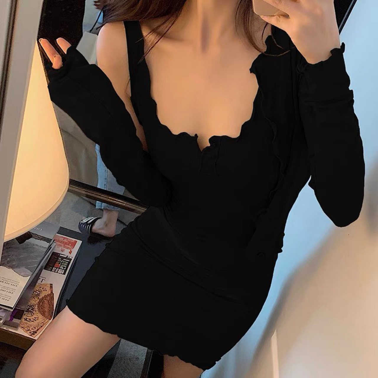 Set váy body kèm áo choàng tay dài siêu quyến rũ Hana Store