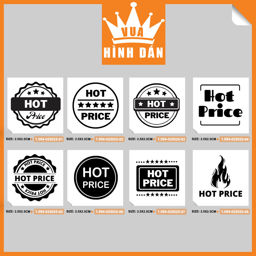 Set 100/200 sticker HOT PRICE (2.5x2.5cm) tem dán mini GIÁ TỐT, GIÁ KHỦNG dán sản phẩm dành cho shop (1.094)