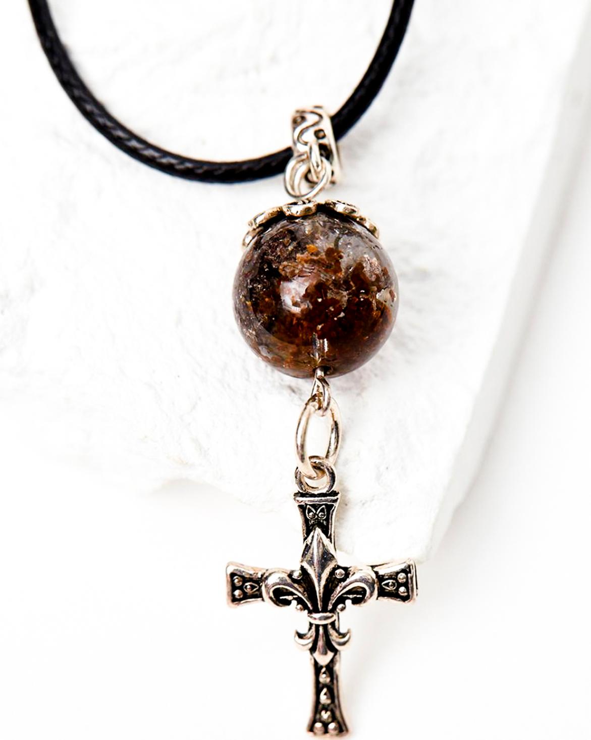 Mặt dây chuyền thạch anh ưu linh phối thánh giá bạc 12mm - Ngọc Quý Gemstones