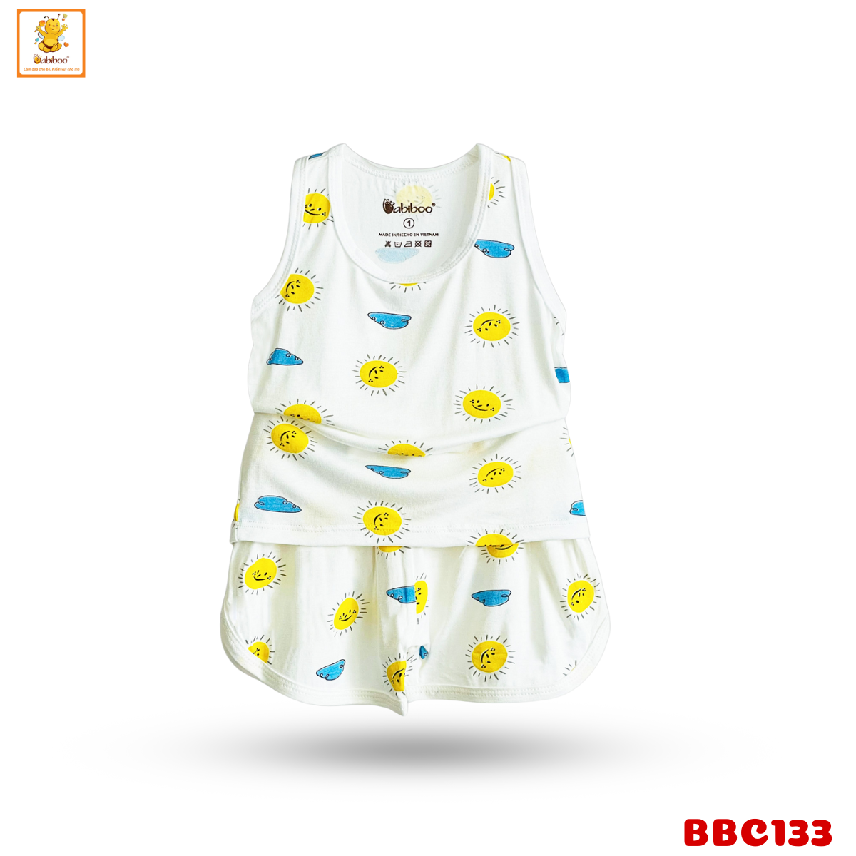 Đồ bộ bé trai Babiboo bộ ba lỗ bé trai, bé gái chất liệu viscose sợi gỗ mềm, mịn, mát BBC133
