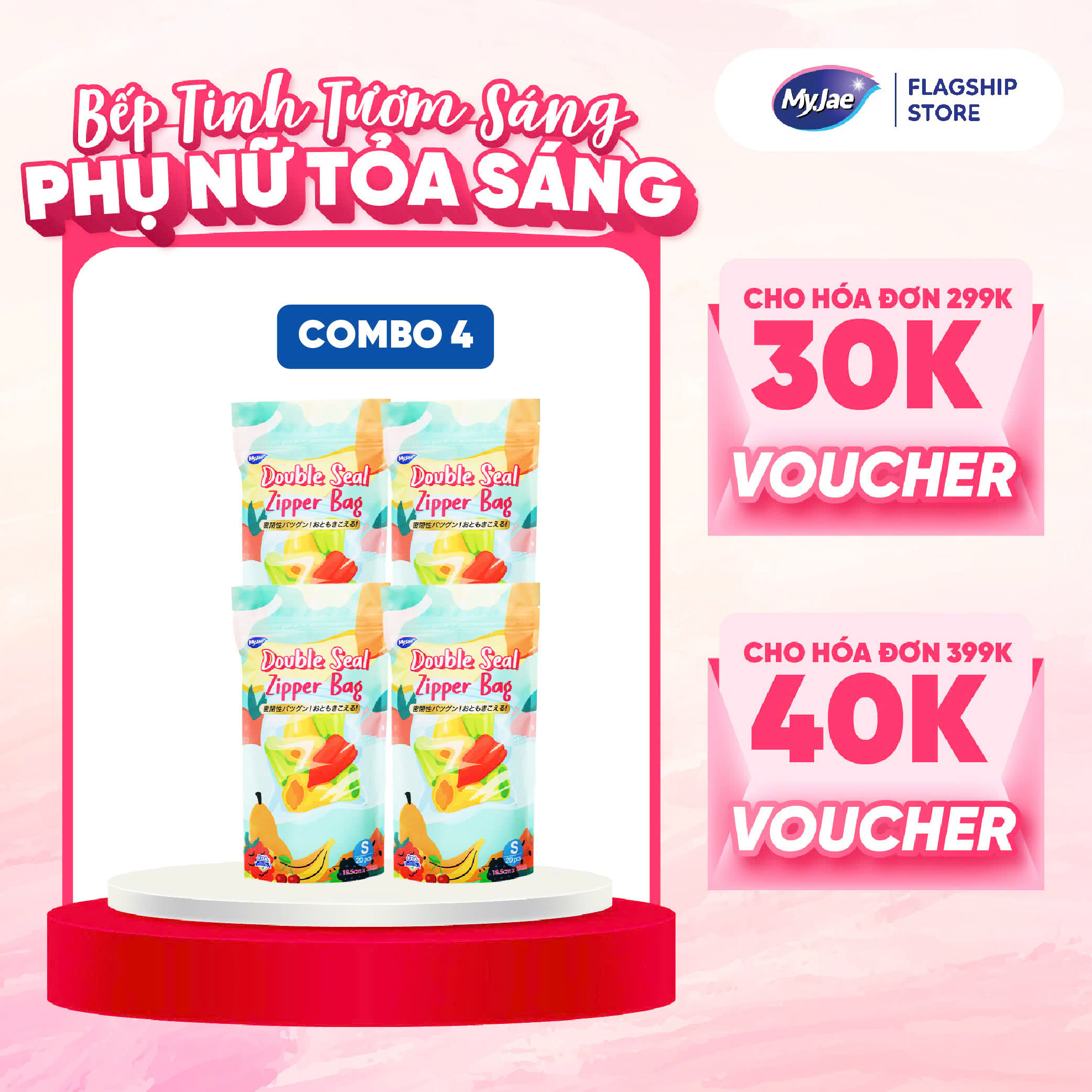 Combo 4 Túi Zip Đựng Thực Phẩm MyJae size S (20 cái)