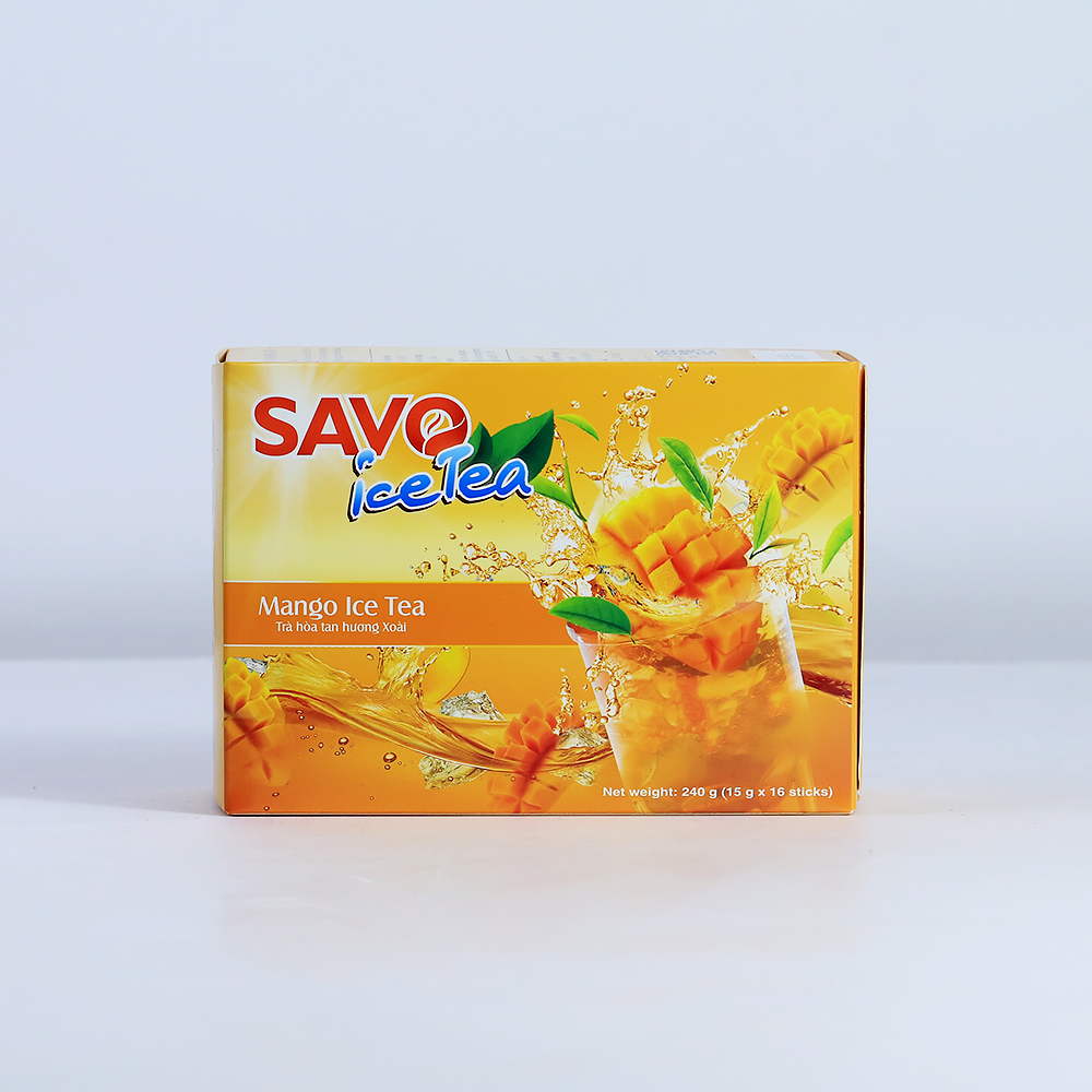 Trà SAVO Ice Tea Xoài - Hộp 16 gói x 15gr