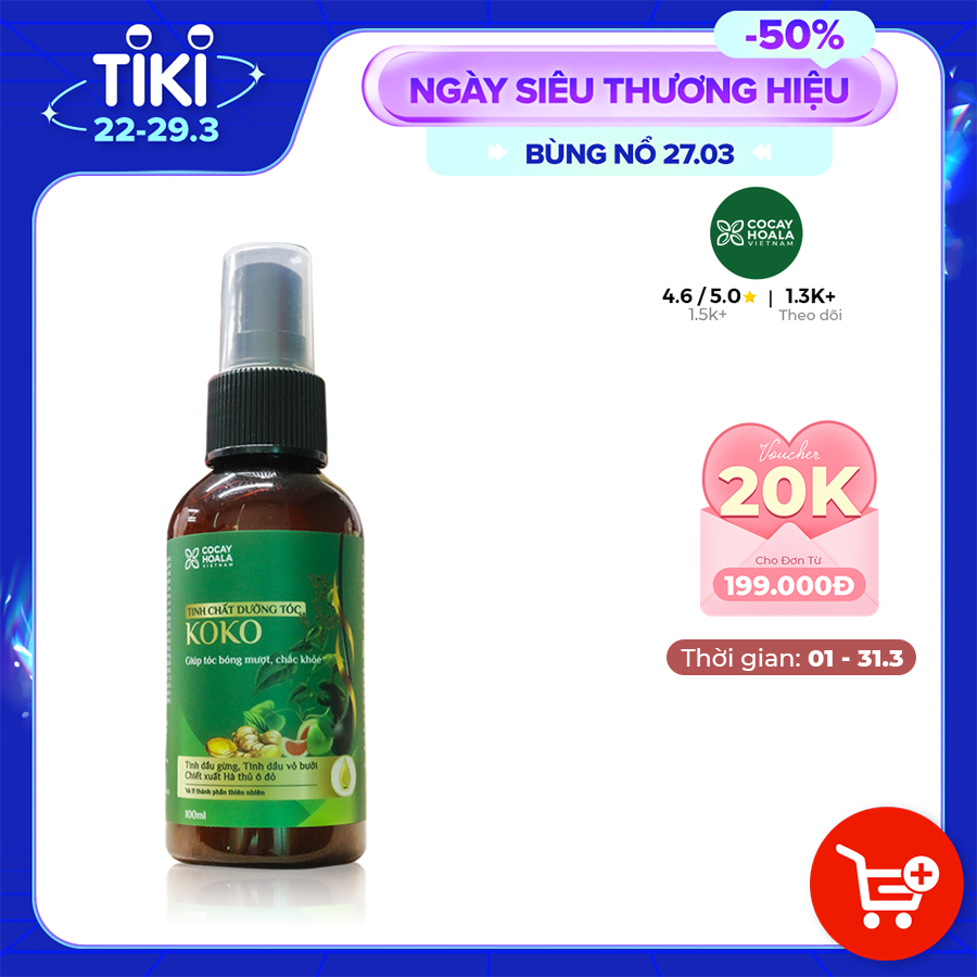 Tinh chất dưỡng tóc KOKO Cocayhoala - Ngăn rụng tóc - Kích thích mọc tóc - Giúp tóc mềm mượt - 100ml