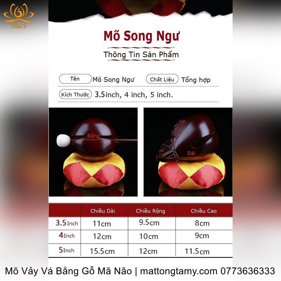 |Tặng Đệm Lót Và Dùi Gõ| Mõ Song Ngư, 3 Kích Thước