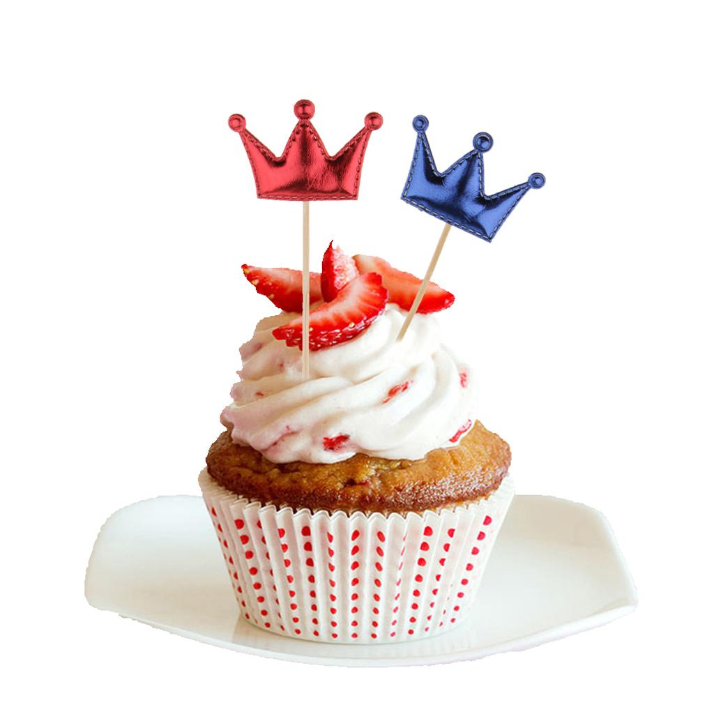 20 Pieces PU Crown Cake Topper Birthday Party Cupcake Picks Multi