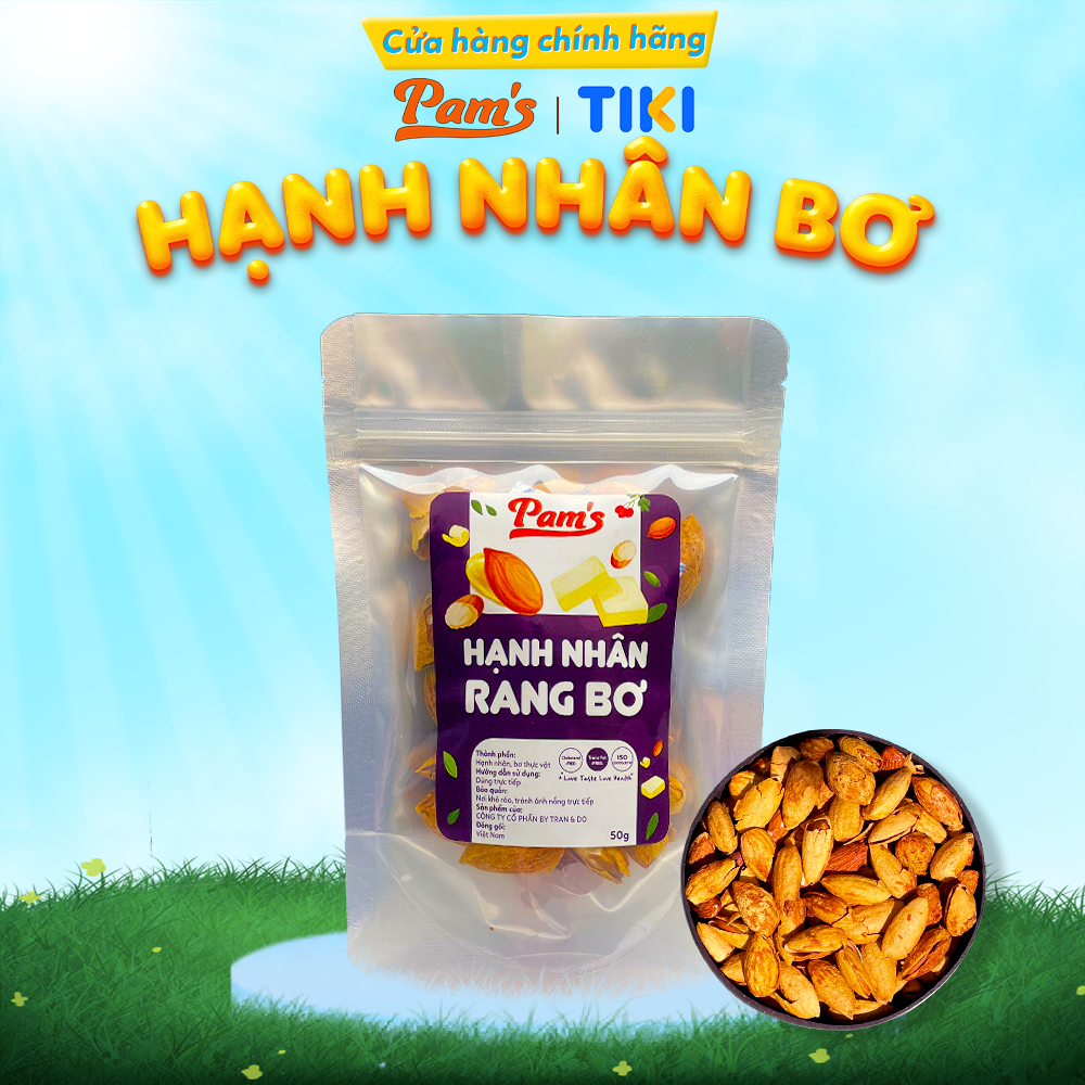 Hình ảnh Hạnh Nhân Mỹ Rang Bơ Pams (50g/túi) Hạt Hạnh Nhân Giòn Thơm, Béo Bùi Vị Bơ, Thích Hợp Ăn Giảm Cân