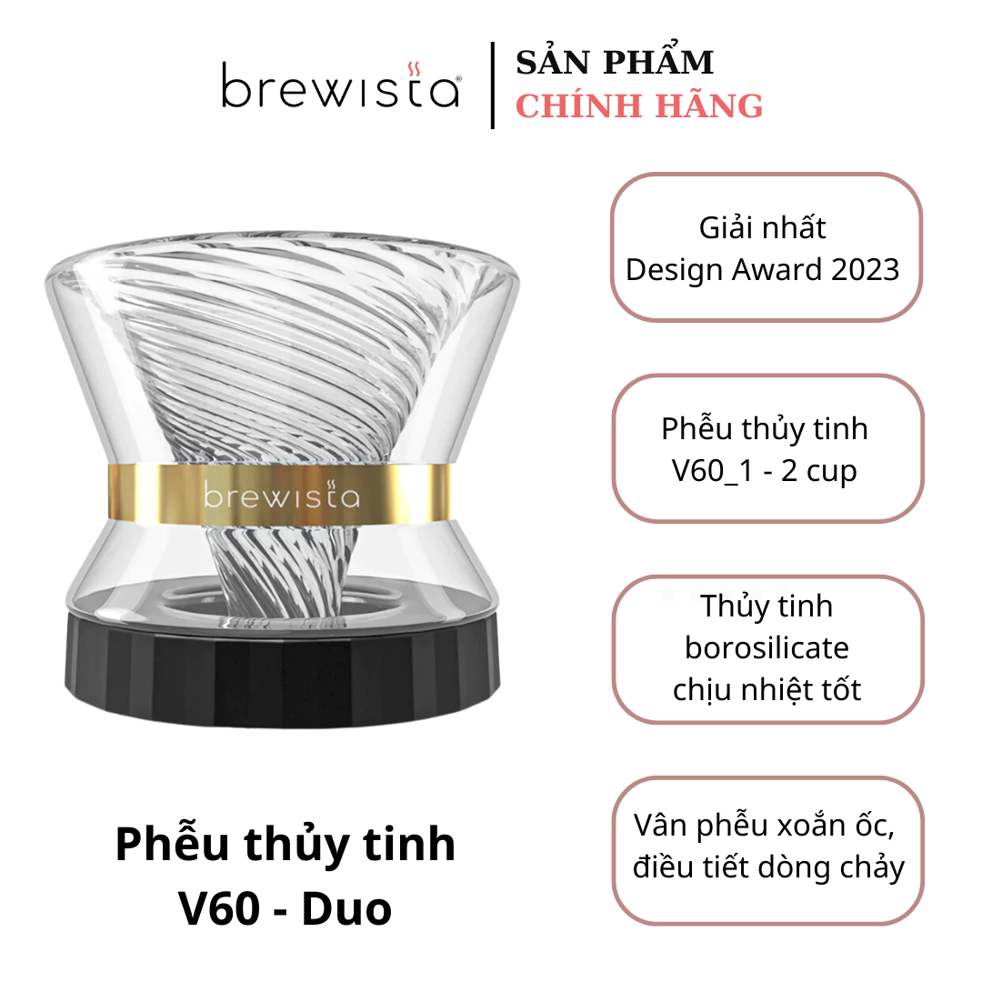 Phễu lọc cà phê V60 thủy tinh Brewista Tornado Duo Dripper