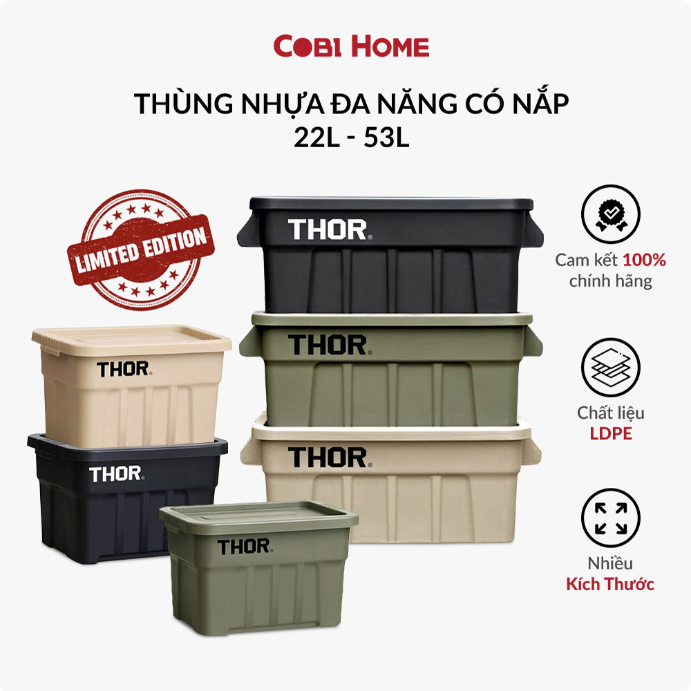 Hộp đựng Thor bằng nhựa có thể xếp chồng lên nhau cao cấp có nắp khi đi du lịch cắm trại ngoài trời hạng nặng