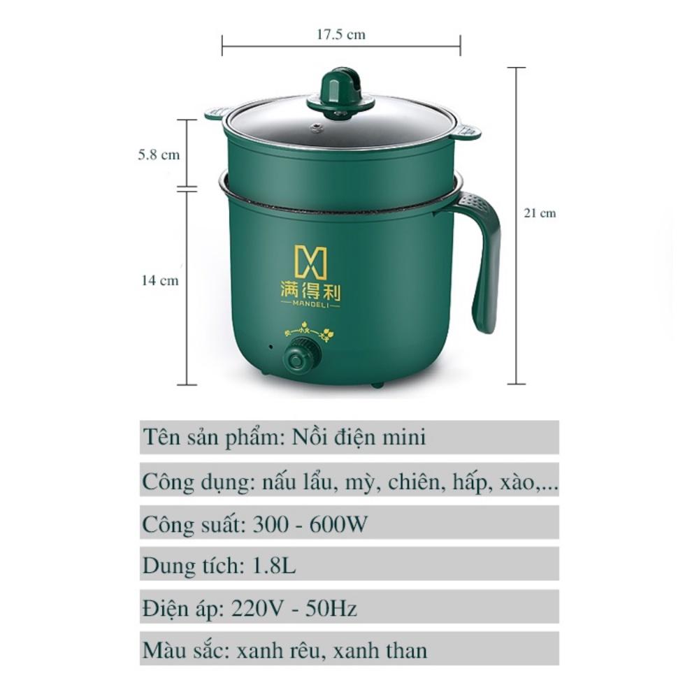 Nồi lẩu mini,nồi lẩu điện 2 nấc nhiệt 18cm chống dính thế hệ mới có tay cầm tặng kèm giá hấp tiện dụng bảo hành 12 tháng