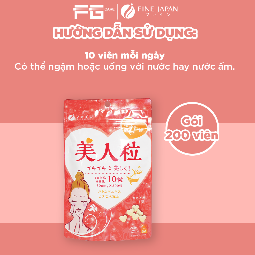Viên Uống Trắng Da Hatomugi & Vitamin C Nhật Bản - Fine Japan Gói 200 Viên