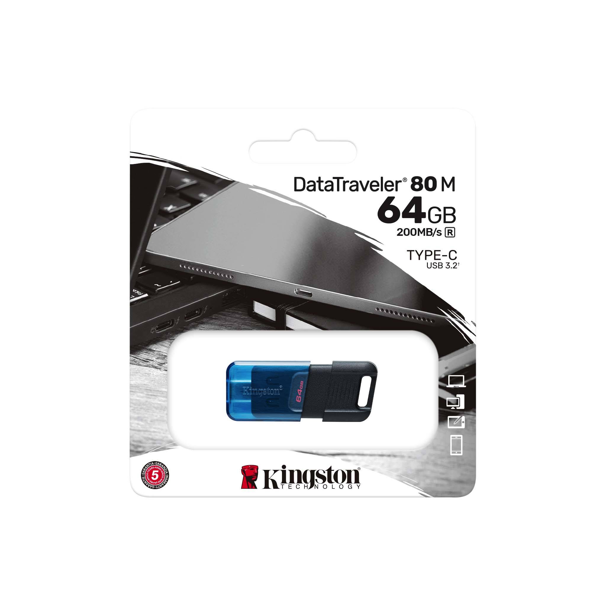 USB KINGSTON DATATRAVELER 80 M 64GB TYPE-C – DT80M/64GB - Hàng Chính Hãng