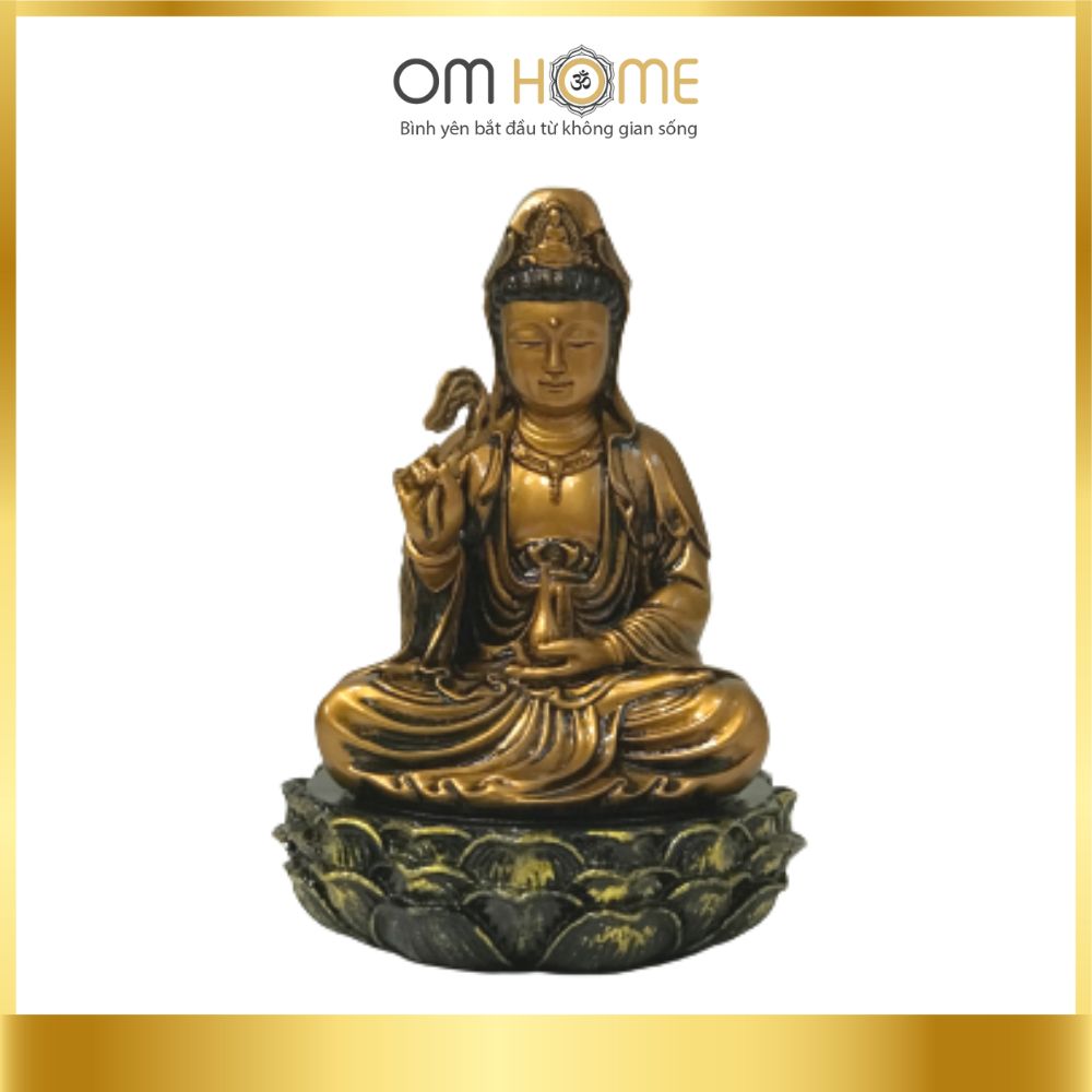 Tượng Quan Thế Âm Bồ Tát Nhí Kèm Đế Sen Om Home