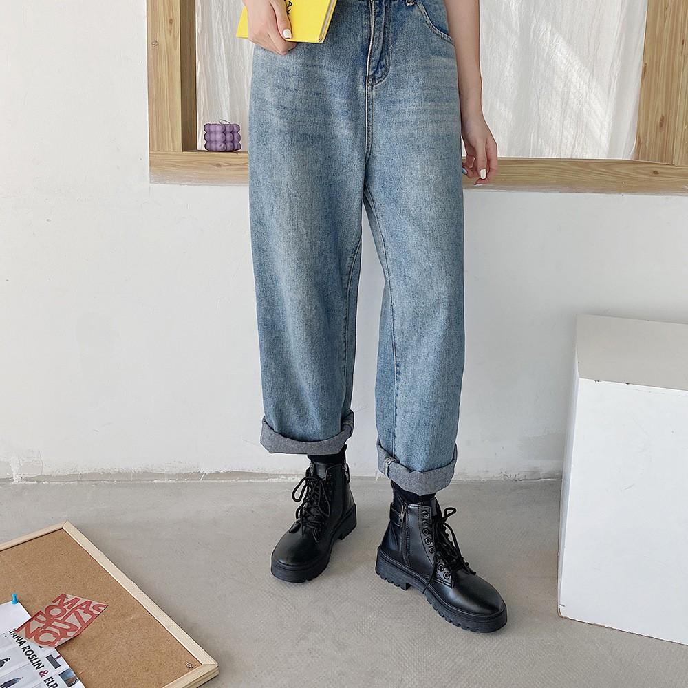 Giày bốt thiết kế phong cách retro xinh xắn thời trang dành cho học sinh sinh viên