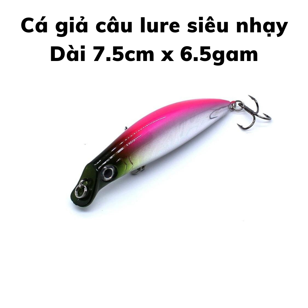 Mồi câu lure cá chẽm vược Doom75 Fimax nặng 6.5g, cá giả minow dạ quang câu cá tráp măng nhồng cá nheo câu lure biển hiệu quả