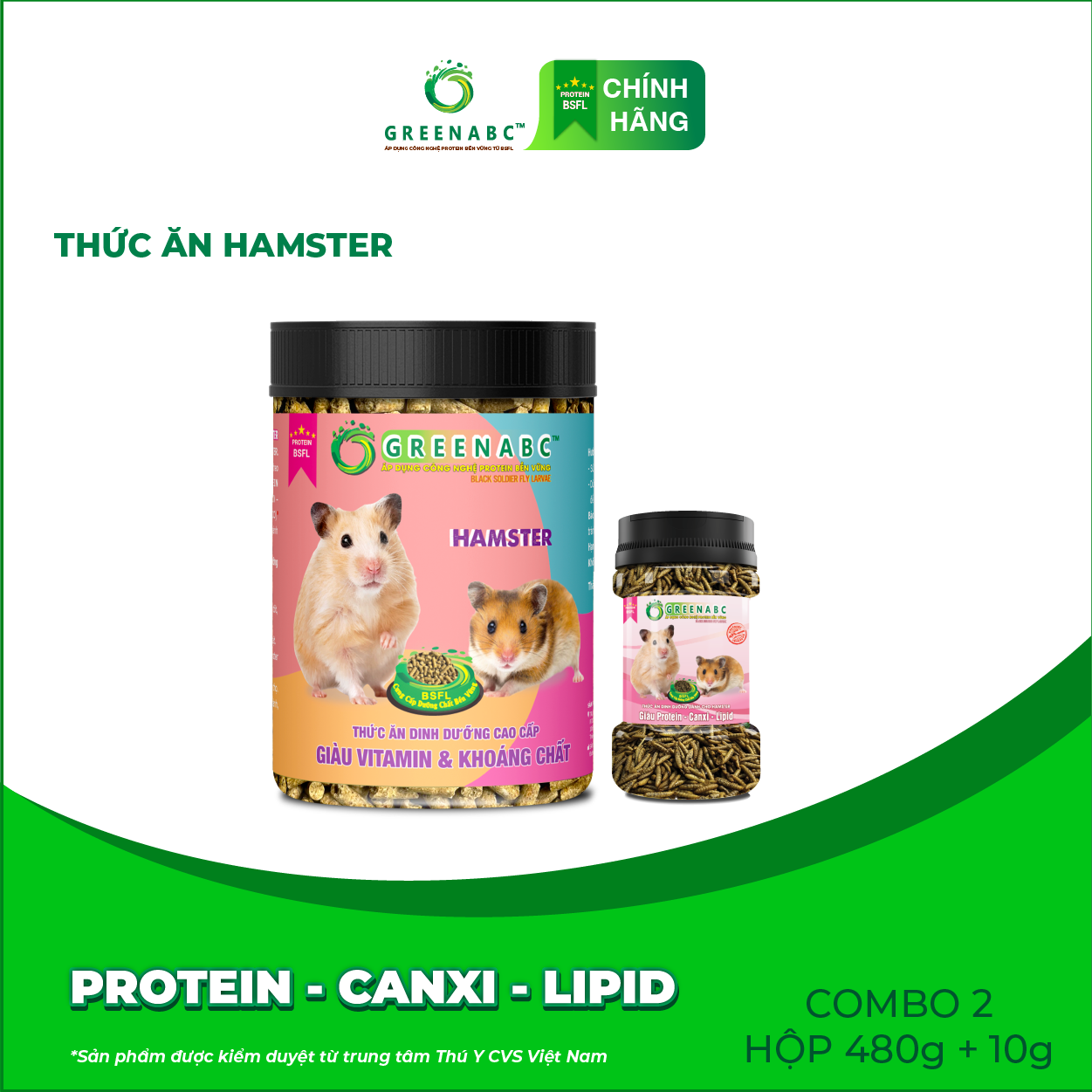 Thức ăn Hamster GREENABC – Bổ sung Protein - Canxi - Lipid giúp Hamster ăn ngon, giảm căng thẳng, long mượt, tăng đề kháng - Hộp 10g và 480g