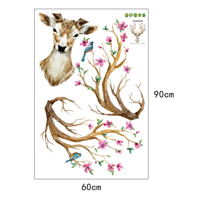 Decal dán tường trang trí Hươu Sừng Hoa - Queen Deer