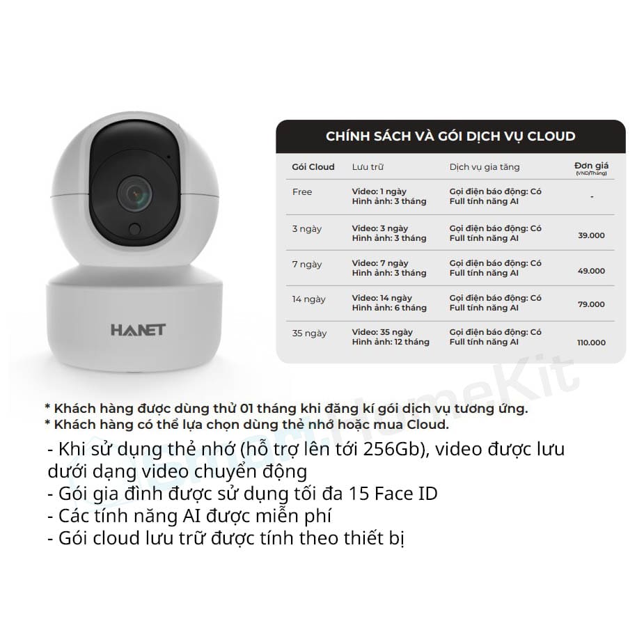 Camera Hanet AI Home HA800 Xoay 360, nhận diện khuôn mặt, giám sát từ xa bằng điện thoại, cảnh báo người lạ  - Hàng Chính Hãng