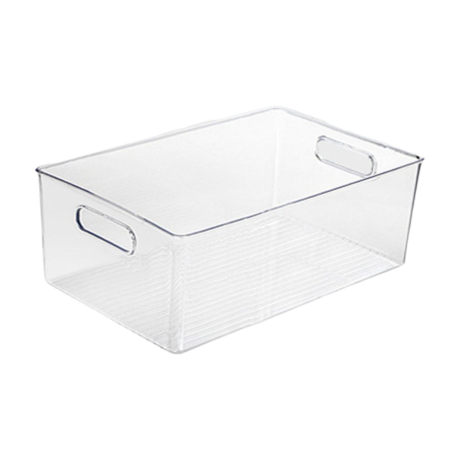 2x Transparent Storage Organizer Bin with Handle for Kitchen