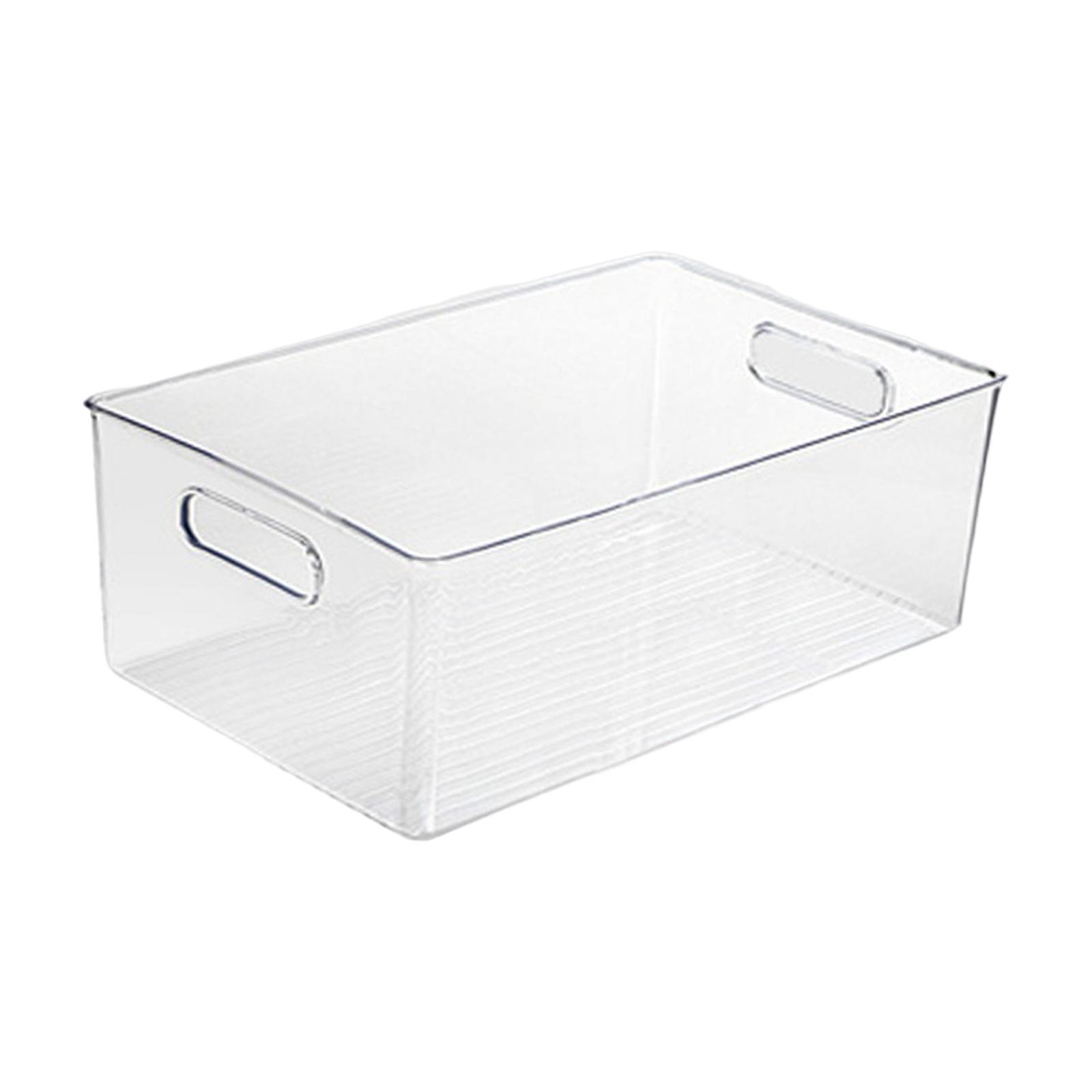 2x Transparent Storage Organizer Bin with Handle for Kitchen