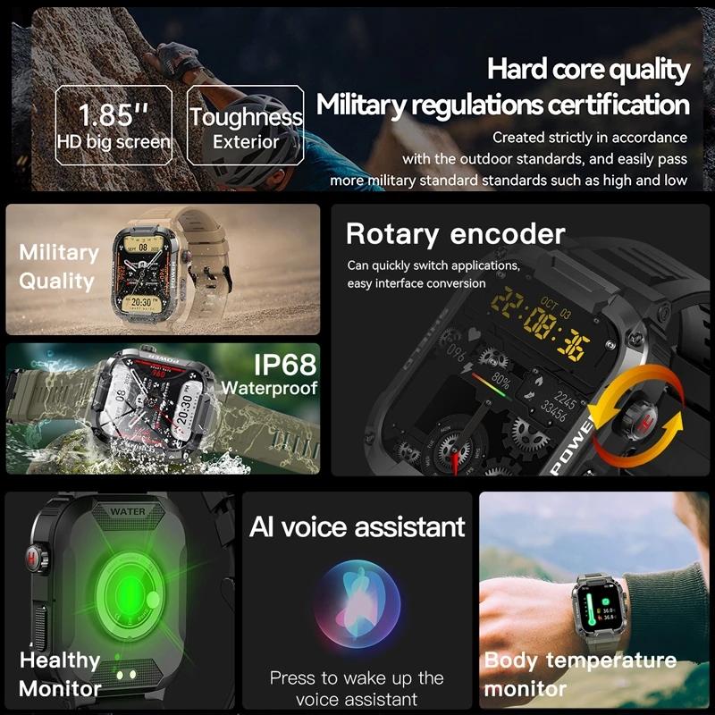 2023 Bluetooth Talk Smartwatch Phiên bản Android Xiaomi Huyết áp Oxygen Thể dục Watch 5 Atm Waterproof Smartwatch Men Quân đội