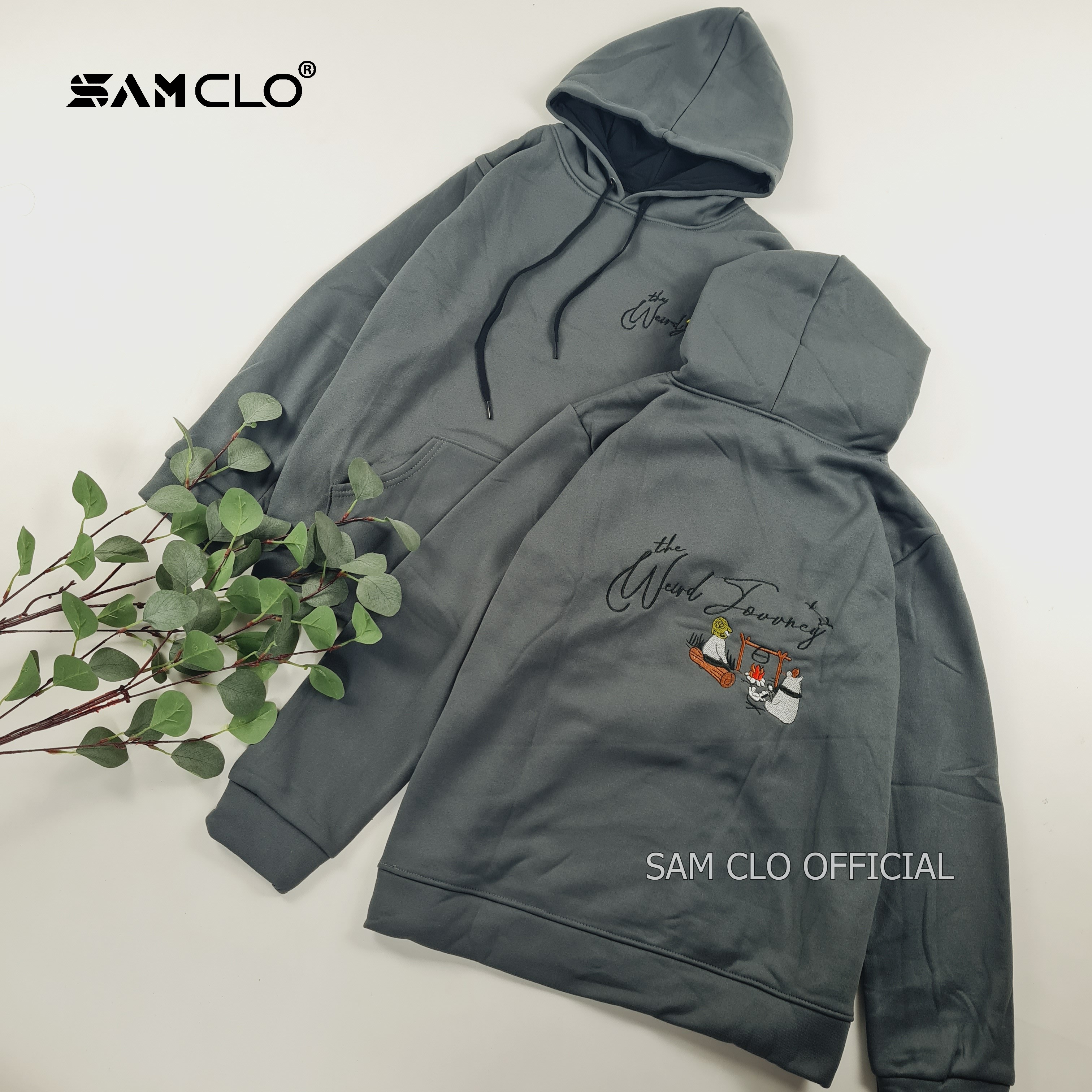 Áo khoác nỉ SAM CLO nam nữ hoodie chui có mũ tay dài thu đông freesize dáng unisex thêu CẮM TRẠI THE WEWD FOVVREY