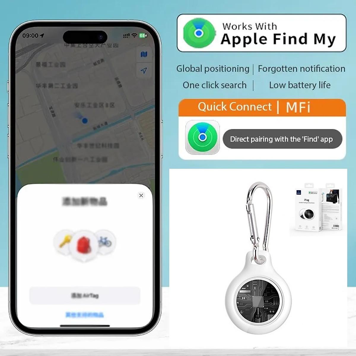 Thiết bị định vị tracker iTag WIWU qua Find My App chống mất thất lạc cho trẻ em người gia thú cưng đồ vật móc khóa - hàng nhập khẩu