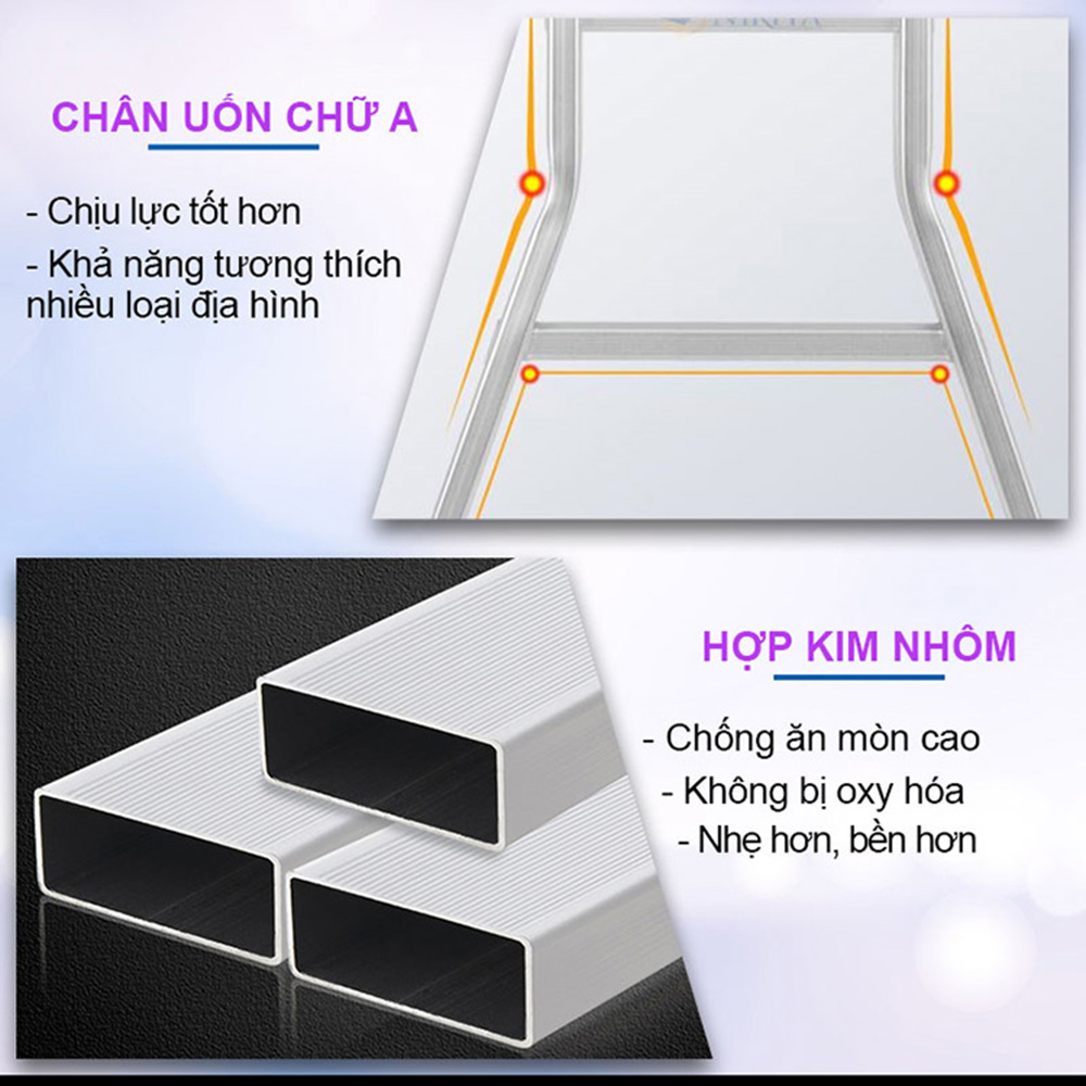 Thang nhôm gấp 4 khúc Nikita Nik44A chân choãi