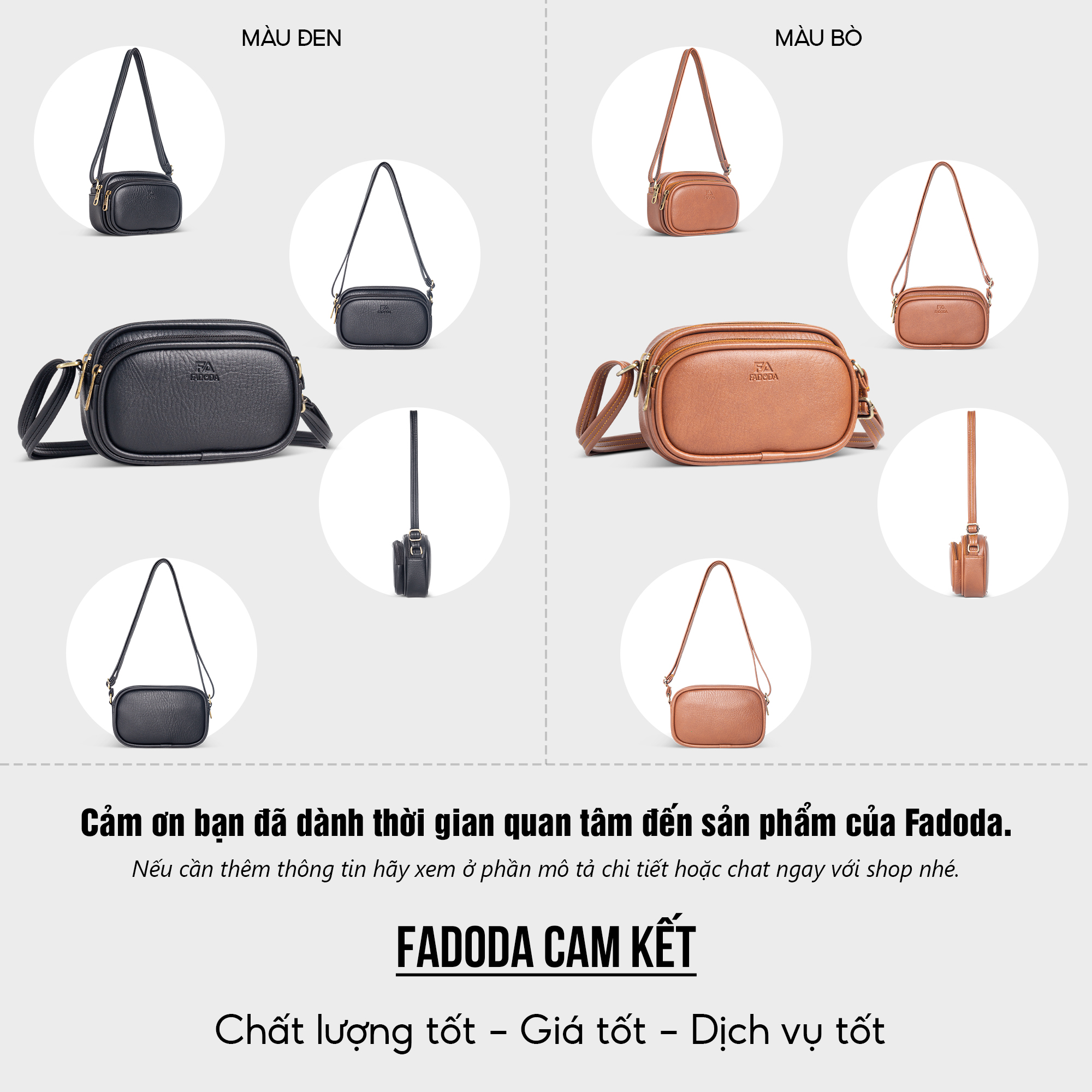 Túi đeo chéo da nữ tiện dụng dáng ngang Fadoda FN39