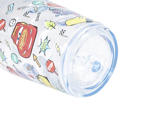 Ly quai cầm tay trong suốt hình xe đua Car 95 màu xanh siêu cute cho bé trai 260ml - 58VNDC2491