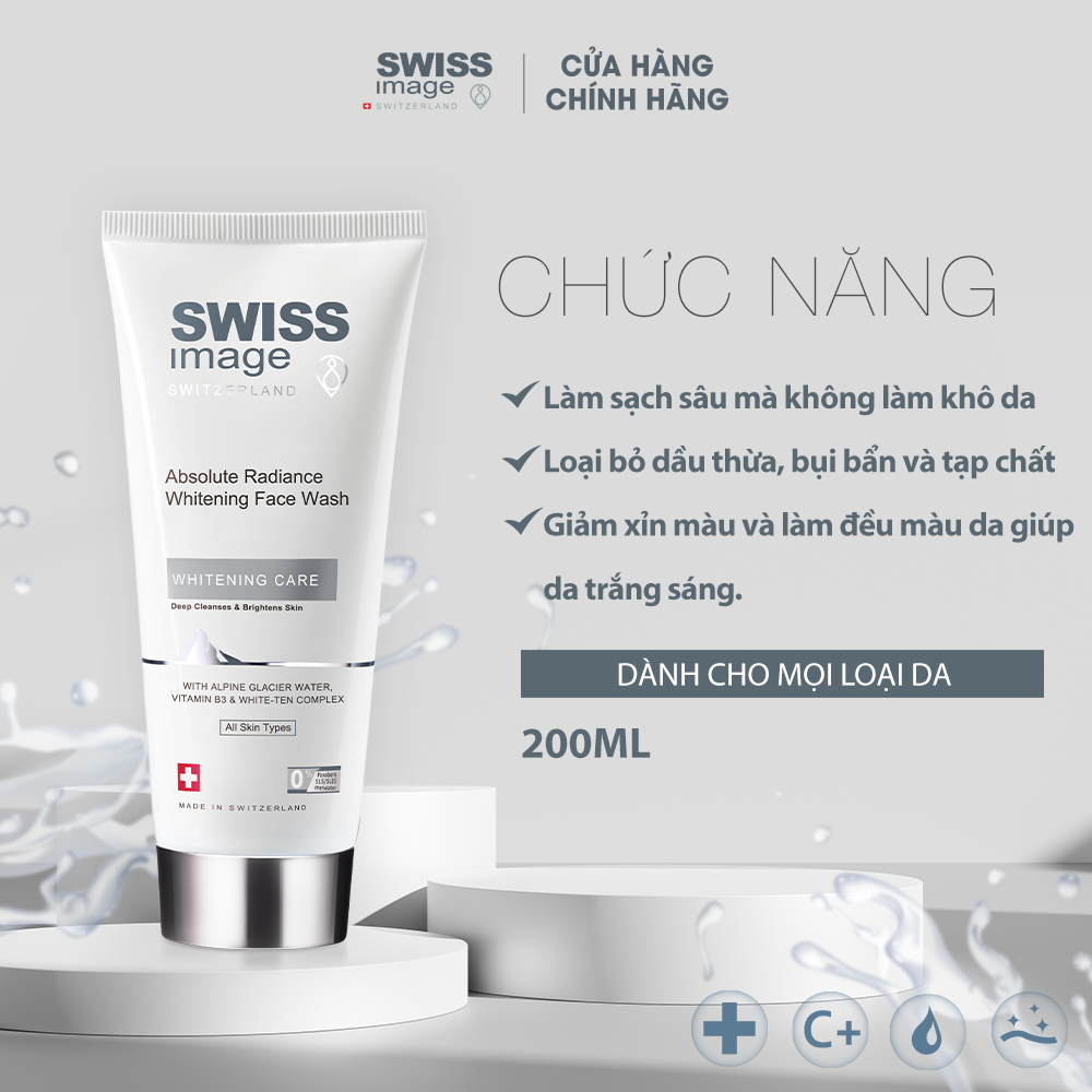 Gel Rửa Mặt Dưỡng Trắng Swiss Image Absolute Radiance Whitening Face Wash 200ml