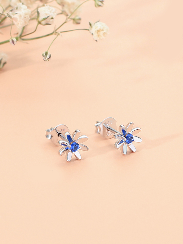 Hoa tai Bạc đính đá màu xanh JE1001 Jyme Jewelry