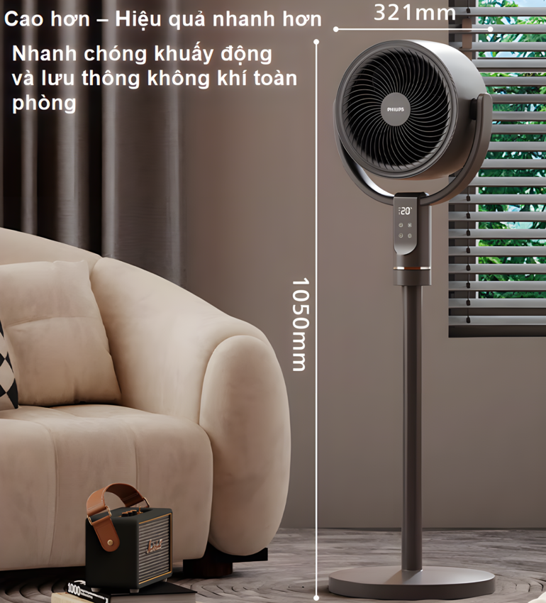 HÀNG CHÍNH HÃNG - Quạt tuần hoàn không khí Serial 3000, động cơ biến tần cao cấp. Thương hiệu Hà Lan nổi tiếng Philips - ACR3242CFD