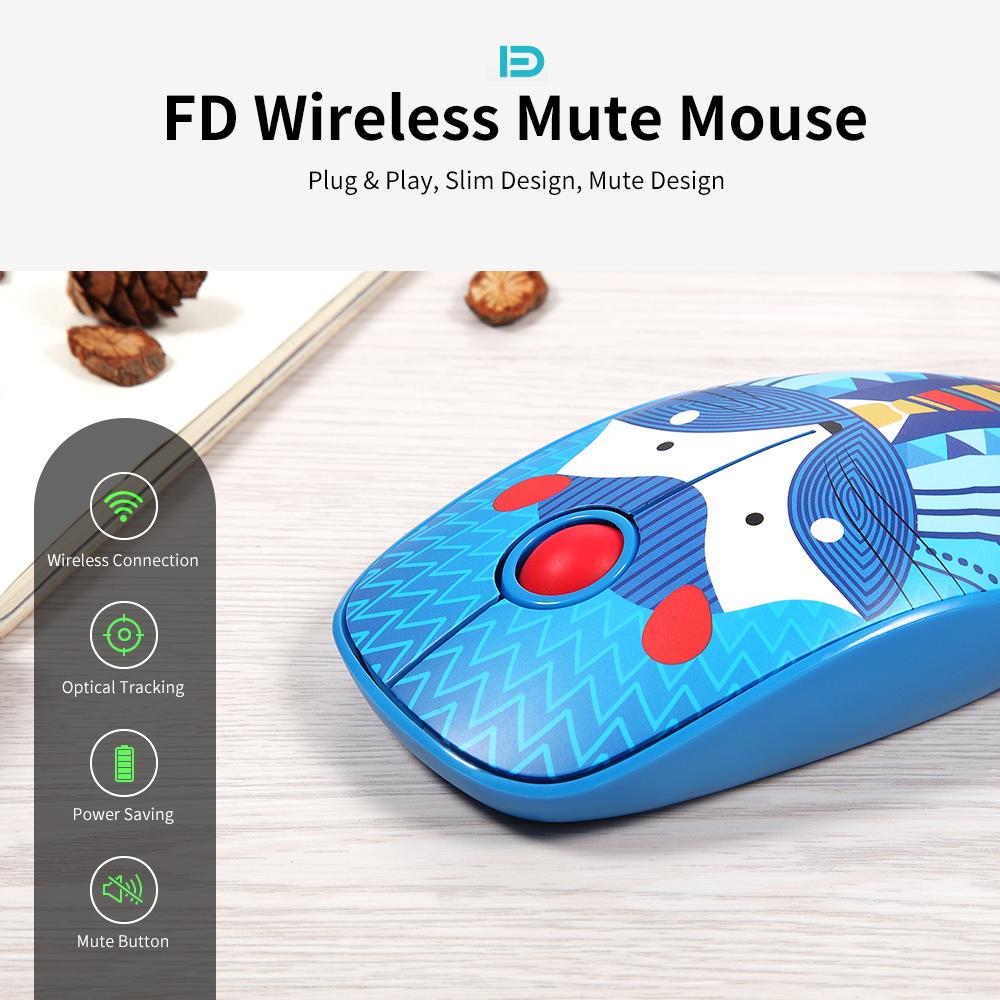 Chuột không dây Mute Mouse Plug & Play Slim Bánh xe cuộn mượt Tiết kiệm năng lượng FUDE V8H 2.4G