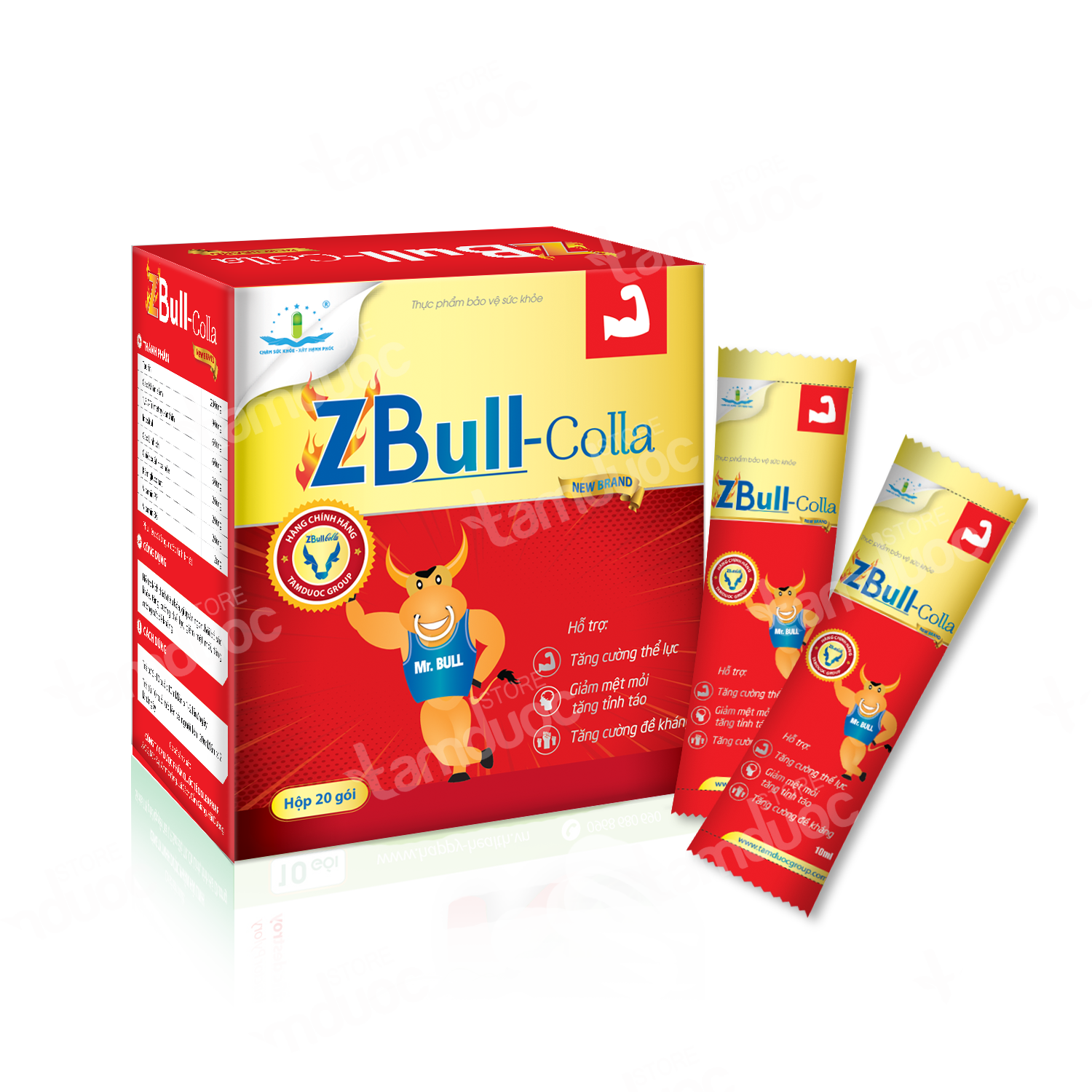 Zbull Colla Dung Dịch Tăng Lực, Hỗ Trợ Giảm Căng Thẳng, Mệt Mỏi, Bồi Bổ Sức Khỏe, Tăng Sức Đề Kháng (Hộp 30 gói)