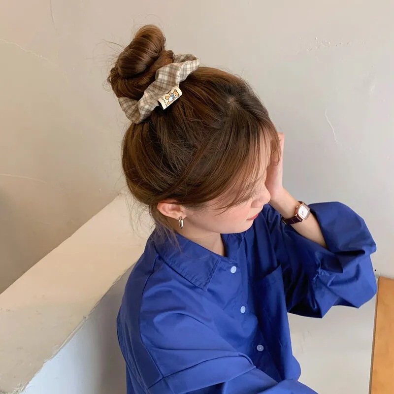 Dây cột tóc, cột tóc vải Scrunchies kẻ caro phong cách Vintage - Culi accessories