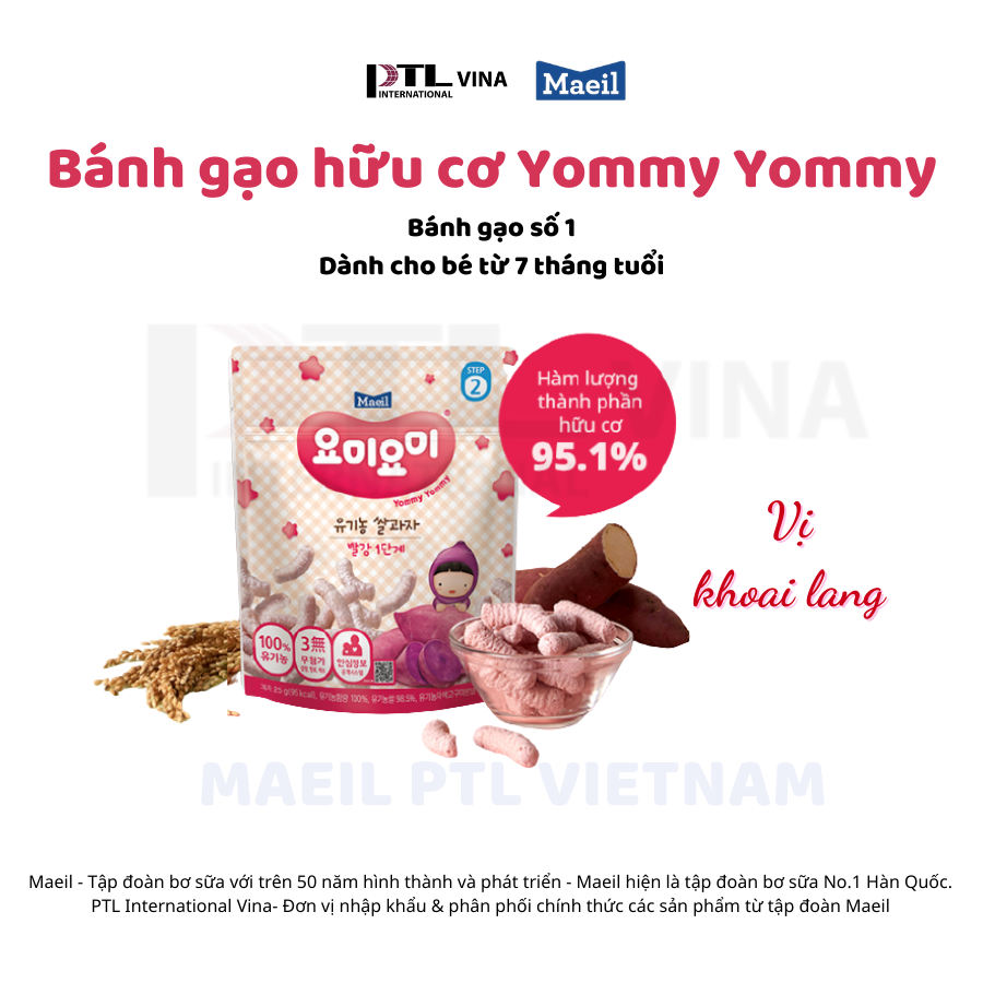 Thùng 8 gói bánh gạo ăn dặm cho bé Yummy Yummy vị khoai lang tím nhập khẩu Hàn Quốc