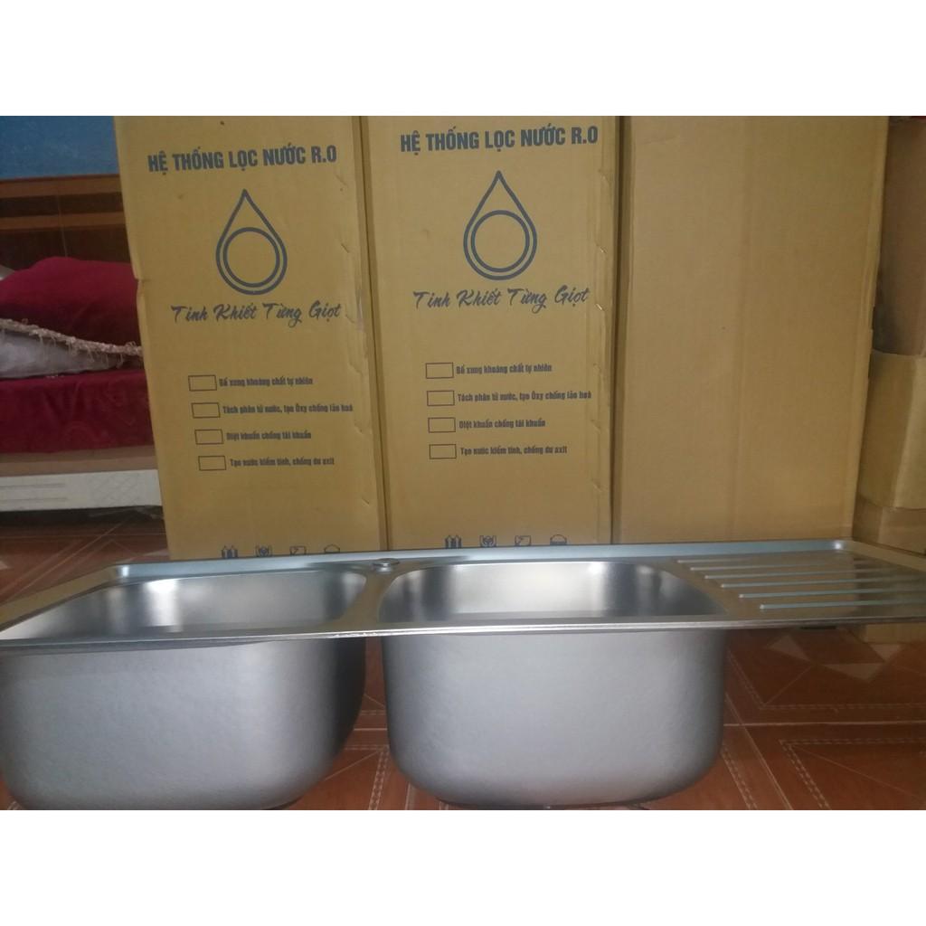 COMBO CHẬU RỬA CHEN 2 HỘC ,1 CÁNH +VÒI INOX 304+DÂY CÂP NƯỚC