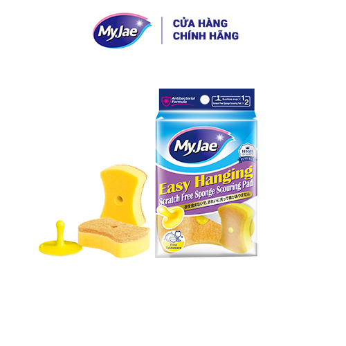 Miếng Bọt Biển Rửa Chén MyJae 2 Mặt, Mút Xốp Rửa Bát Đa Năng Kèm Miếng Nhựa Hít Kê  11.3cm x 7.8cm x 3cm  (2 Miếng/Gói)