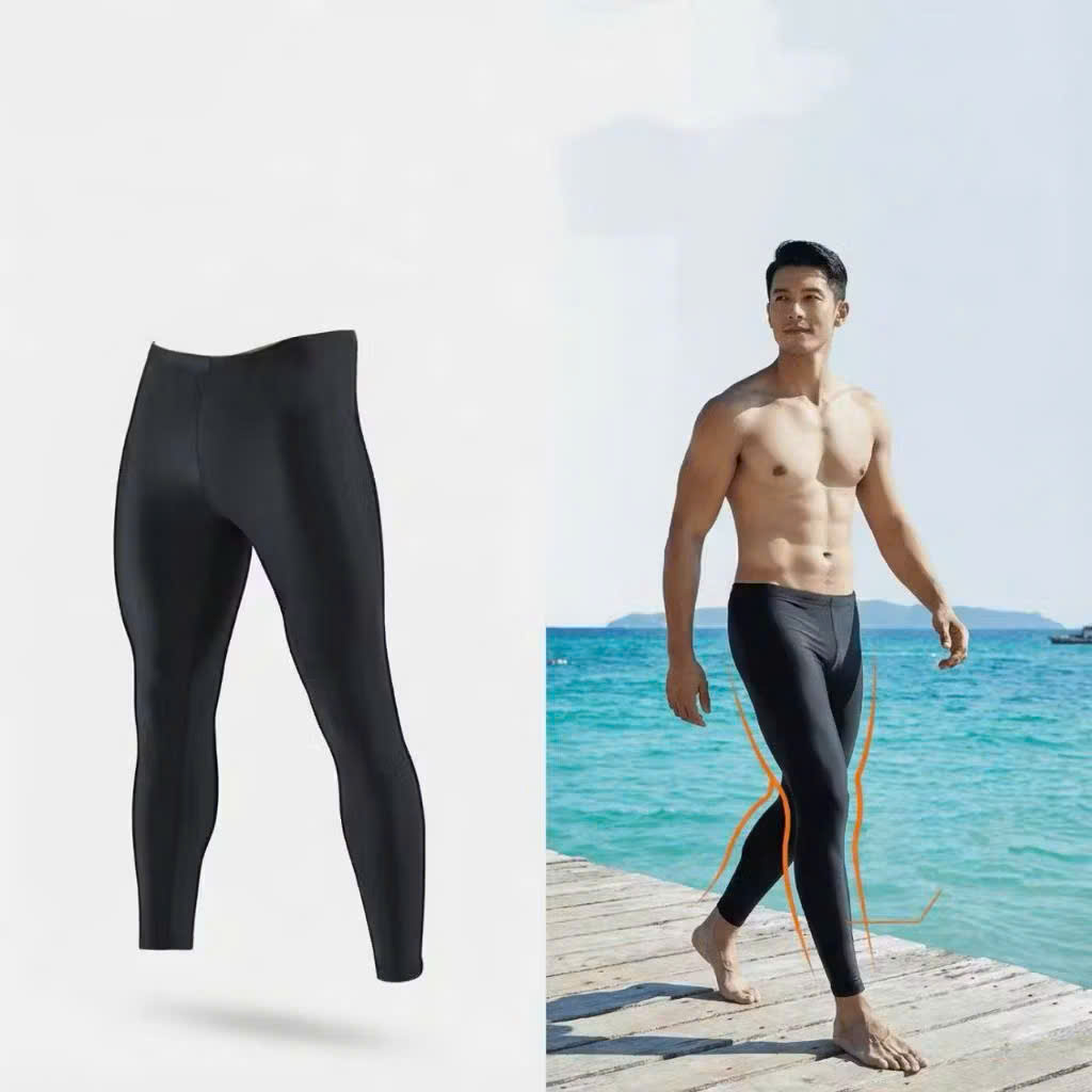 Quần bơi dài lẻ nam màu đen trơn-Hàng Quảng Châu cao cấp ( quần bơi, quần lặn biển...)