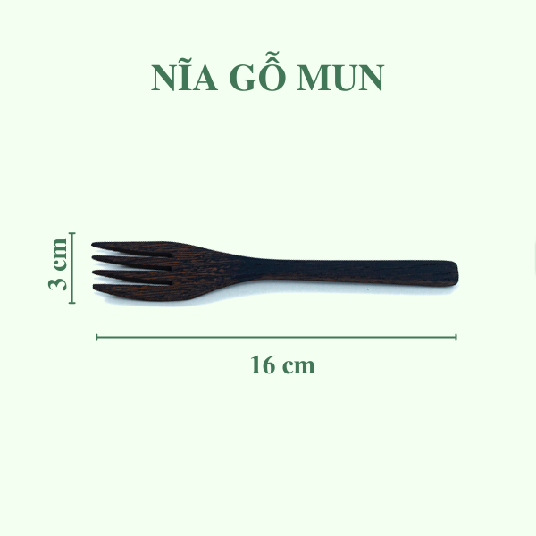 Bộ Muỗng - Nĩa - Dao bằng gỗ mun - màu đen