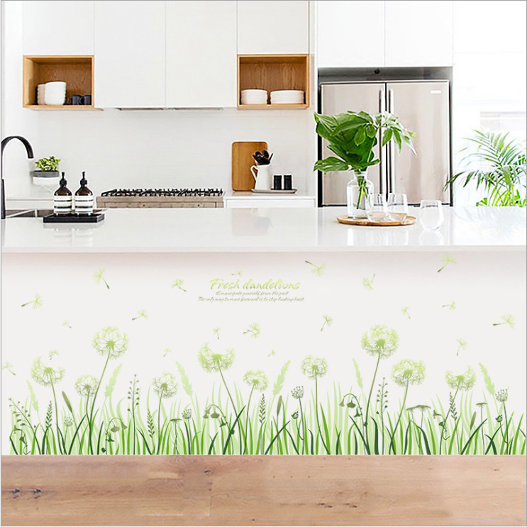 Decal dán chân tường Hoa bồ công anh xanh size lớn