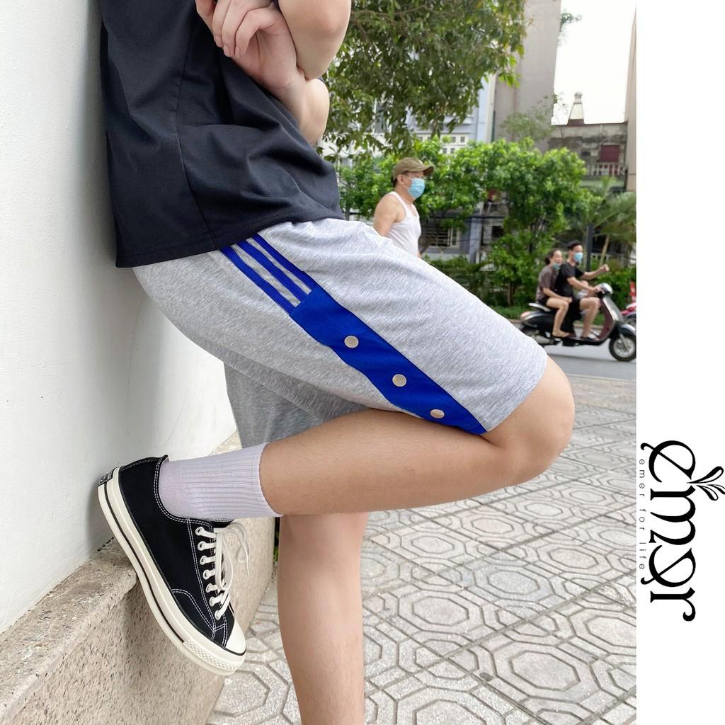 Quần Short Nam Nữ Thể Thao Ống Rộng Cạp Cao 3 Sọc Unisex E'mer, Quần Đùi Nam Nữ Mặc Nhà Đi Biển Cao Cấp Chất Thun Nỉ Đẹp