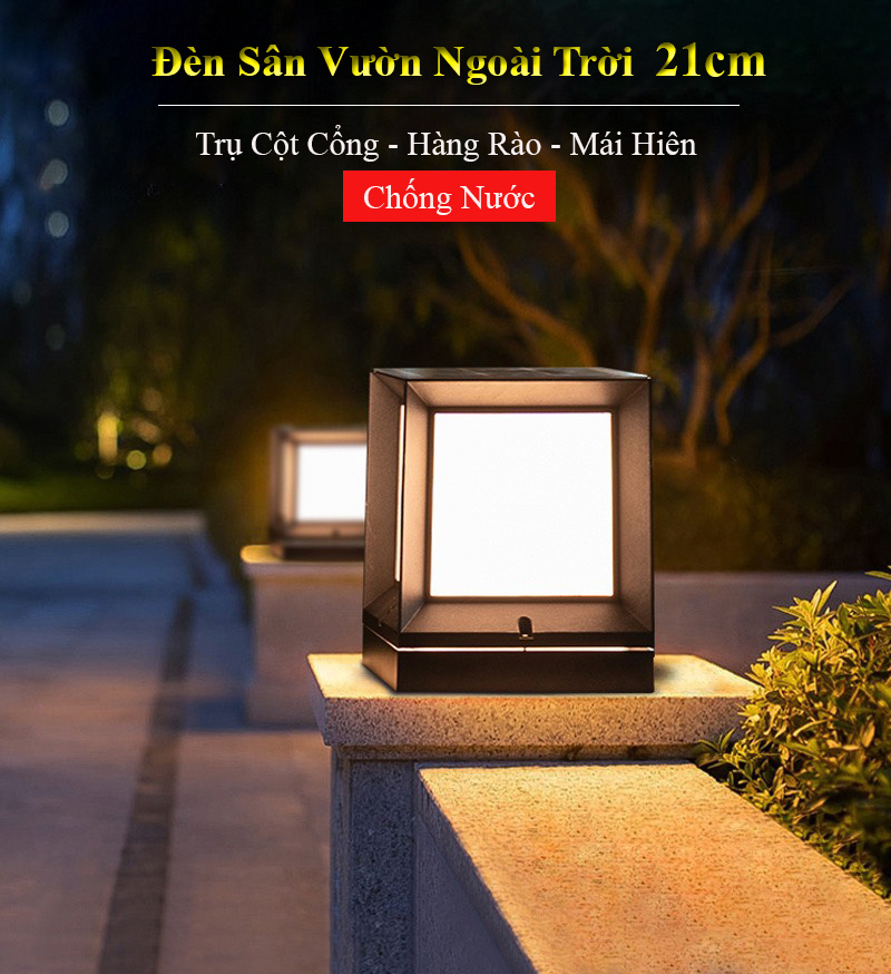 Đèn Sân Vườn Ngoài Trời LT-049 - Trụ Cổng Cột Đèn Hàng Rào Mái Hiên Chống Nước Cao Cấp Decor Vintage - Size 21cm - Có Video