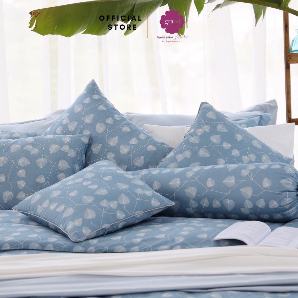 Vỏ gối ôm 100% cotton lụa sateen, tơ thiên nhiên Hàn Quốc by GRAND, hoạ tiết hoa văn hiện đại, trang nhã