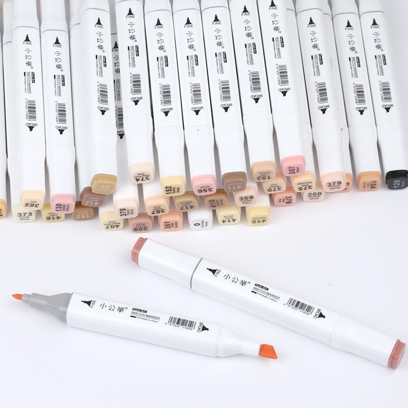 Bộ bút Marker 36 cây màu da , màu nude Touch dạng túi vải tô màu Anime , chân dung mỹ thuật cho mọi lứa tuổi