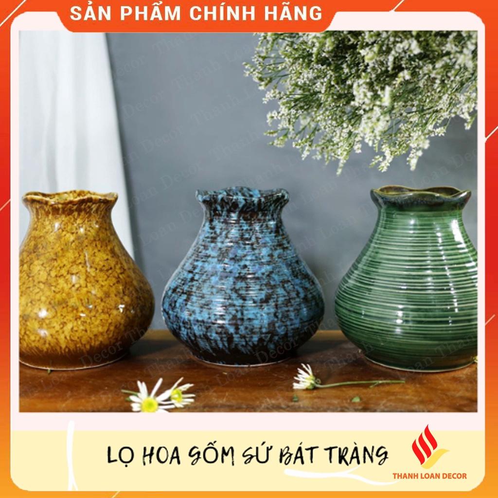 Lọ hoa gốm sứ Bát Tràng dáng vintage - Bình hoa decor trang trí nhà cửa cỡ vừa - Nhiều màu