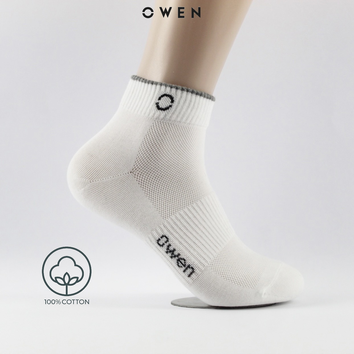 OWEN - Tất nam cổ trung Owen 100% cotton khử mùi